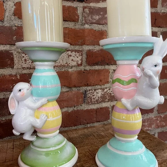 Martha Stewart adorable Easter bunny candlestick holders new with tags - Picture 2 of 9